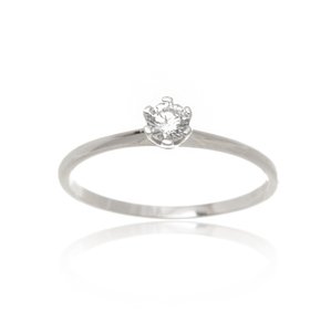 Dámský prsten z bílého zlata s čirým zirkonem PR0645F + DÁREK ZDARMA