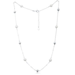Stříbrný náhrdelník s přírodními perlami JMAS7052SN42 + dárek zdarma