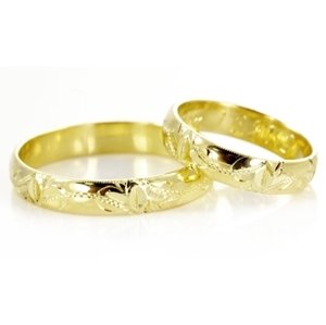 Zlaté snubní prsteny poryté 0031 + DÁREK ZDARMA