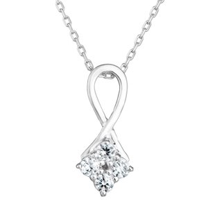 Stříbrný náhrdelník se zirkony bílý 882007.1