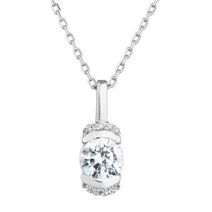 Stříbrný náhrdelník se zirkony bílý 882010.1