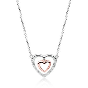 Klenoty Amber Stříbrný náhrdelník srdce v srdci Rose