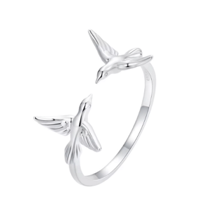 Klenoty Amber Stříbrný otevřený prsten ptáčci