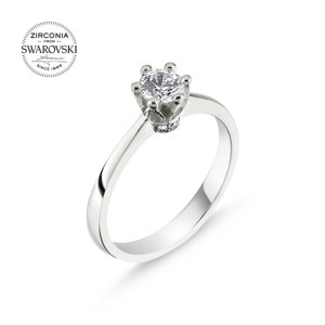 Klenoty Amber Stříbrný zásnubní prsten Swarovski - velký čirý zirkon Velikost: 51