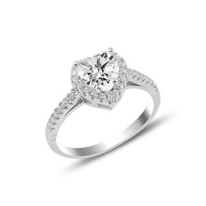 Klenoty Amber Stříbrný prsten ve tvaru srdce - velký zirkon Velikost: 52