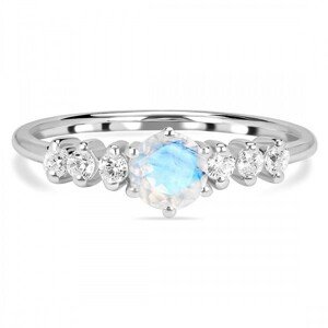 Klenoty Amber Luxusní stříbrný prsten s měsíčním kamenem a topazy Dream Velikost: 54