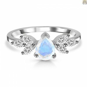 Klenoty Amber Luxusní stříbrný prsten měsíční kámen a topaz Glitter Velikost: 52