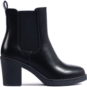 Klasické černé kotníkové boty na sloupkovém podpatku DES629P-B.PU Velikost: 40