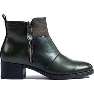 Tmavě zelené kotníkové boty na podpatku 23-12281GR Velikost: 40