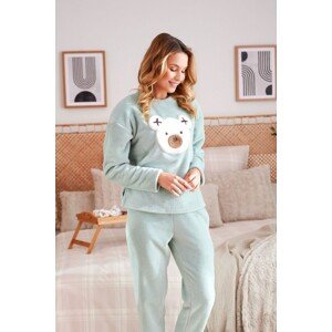 Doctor Nap mintové dámské plyšové pyžamo s medvídkem SOFT Velikost: L