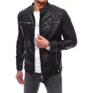 Černá koženková bunda s prošíváním v ramenou TX4070 Velikost: L