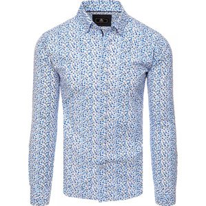Bílá pánská košile s modrým květinovým vzorem DX2411 Velikost: XL