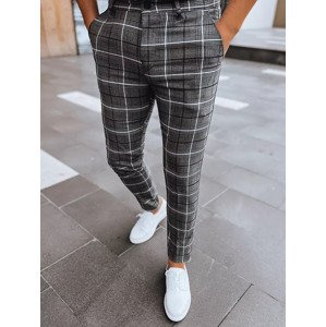 Tmavě šedé pánské kostkované chino kalhoty UX3957 Velikost: 36