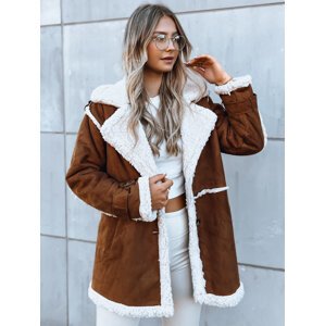 Hnědý stylový kabátek s kožešinou DESIGNER DARLING TY3881 Velikost: L