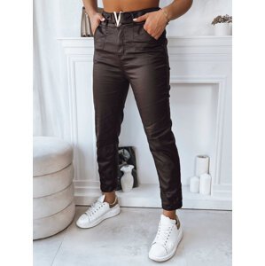 Tmavě hnědé koženkové kalhoty se sponou VIOLA UY1780 Velikost: L
