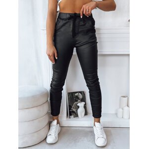 Černé koženkové kalhoty s elastickým pasem LIZZY UY1788 Velikost: XL