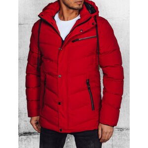 Červená prošívaná zimní bunda TX4632 Velikost: M