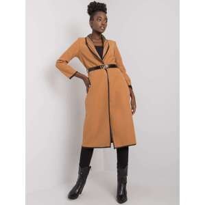 Karamelový kabát s opaskem Katie DHJ-PL-A5753-1.29X-caramel brown Velikost: ONE SIZE