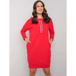 Červené dámské mikinové šaty s kapsami RV-SK-4597-1.97-red Velikost: S/M