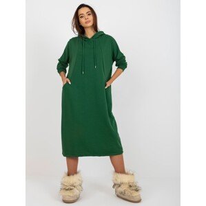 Tmavě zelené dlouhé mikinové šaty RV-BL-8335.58P-dark green Velikost: ONE SIZE