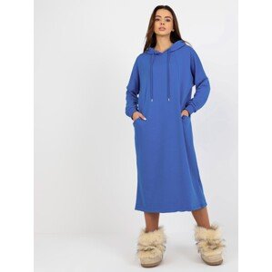 Modré dlouhé mikinové šaty RV-BL-8335.58P-dark blue Velikost: ONE SIZE