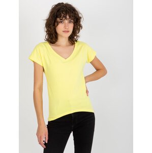 Světle žluté dámské tričko s výstřihem VI-TS-035.01P-light yellow Velikost: XL