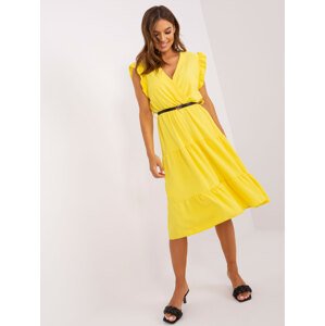 Žluté volánkové oversize midi šaty DHJ-SK-5653.16X-yellow Velikost: ONE SIZE