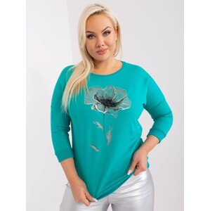 Tyrkysové triko s květinovým potiskem RV-BZ-9138.85-turquoise Velikost: ONE SIZE