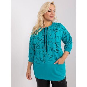 Tyrkysové triko s nápisy a šňůrkami RV-BZ-9129.94-turquoise Velikost: ONE SIZE