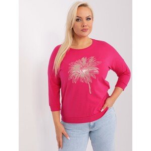 Tmavě růžové triko s květinou RV-BZ-9196.97-dark pink Velikost: ONE SIZE
