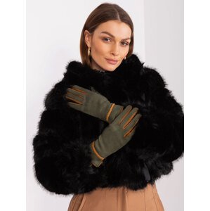 Tmavé khaki elegantní rukavice AT-RK-238601.31P-dark khaki Velikost: S/M