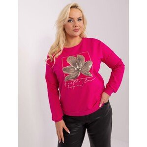 Tmavě růžové tričko s květinovou aplikací RV-BZ-9240.36-fuchsia Velikost: ONE SIZE