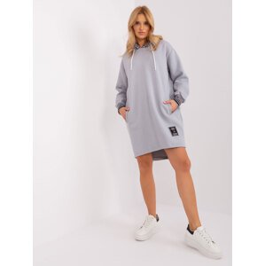 Světle šedé mikinové šaty s kapsami -RV-TU-9224.95P-grey Velikost: S/M