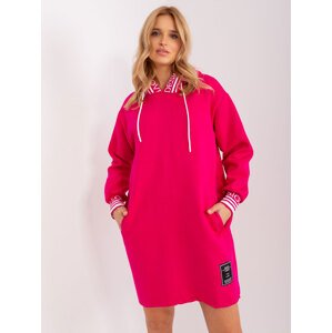 Tmavě růžové mikinové šaty s kapsami RV-TU-9224.95P-fuchsia Velikost: L/XL