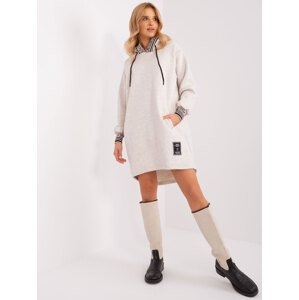 Světle béžové mikinové šaty s kapsami RV-TU-9224.95P-light beige Velikost: L/XL