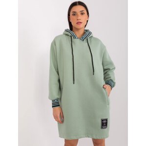 Pistáciové mikinové šaty s kapsami RV-TU-9224.95P-pistachio Velikost: L/XL