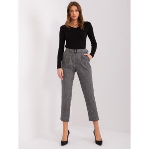 Tmavě šedé společenské kalhoty s páskem -LK-SP-509477.78-dark grey Velikost: L