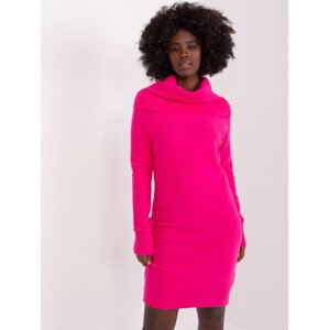 Tmavě růžové svetrové šaty s rolákem PM-SK-PM-3802.37X-fuchsia Velikost: L/XL