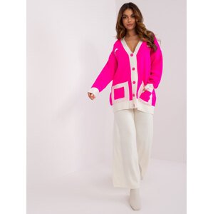 Růžovo-bílý komplet svetru a širokých kalhot BA-KMPL-3017.76P-fluo różowy Velikost: ONE SIZE