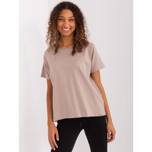 Tmavě béžové dámské tričko s krátkými rukávy RV-TS-8047.57P-dark beige Velikost: L/XL