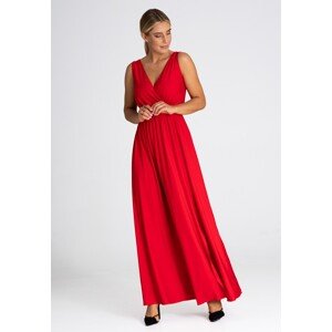 Červené maxi šaty s rozparkem M960 red Velikost: L