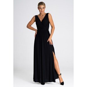 Černé maxi šaty s rozparkem M960 black Velikost: XL