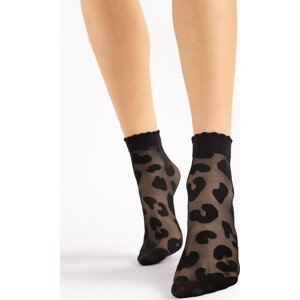 Černé silonkové ponožky s leopardím vzorem Fiore G 1161 Alpine 20 den Velikost: ONE SIZE, Barva: Černá