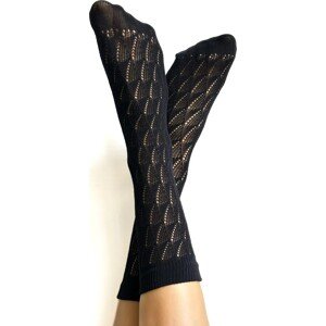 Ponožky zdobené prolamovaným vzorem Veneziana Ada Velikost: UNI, Barva: Černá
