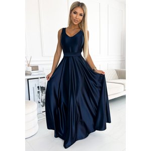 Tmavě modré společenské maxi šaty CINDY 508-1 dark blue Velikost: S