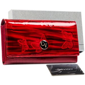 Cavaldi Červená lakovaná kožená peněženka s motýlky M167 H27-1-DBF-1935 RED Velikost: ONE SIZE