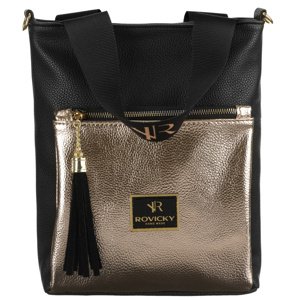 Rovicky černo-zlatá shopper kabelka s třásněmi TDR17095 black/gold Velikost: ONE SIZE