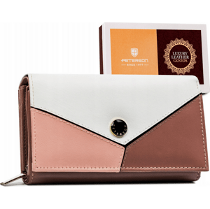 Peterson Tříbarevná - bílo - růžová hladká dámská kožená peněženka Y164 [DH] PTN RD-21-GCL-Y Velikost: ONE SIZE