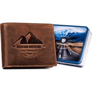 Peterson Hnědá kožená peněženka s potiskem W140 [DH] PTN N992-BE-MOUN Velikost: ONE SIZE