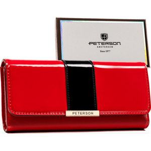 Peterson Červená lakovaná peněženka s černým pruhem Y512 [DH] PTN 006-LAK Velikost: ONE SIZE
